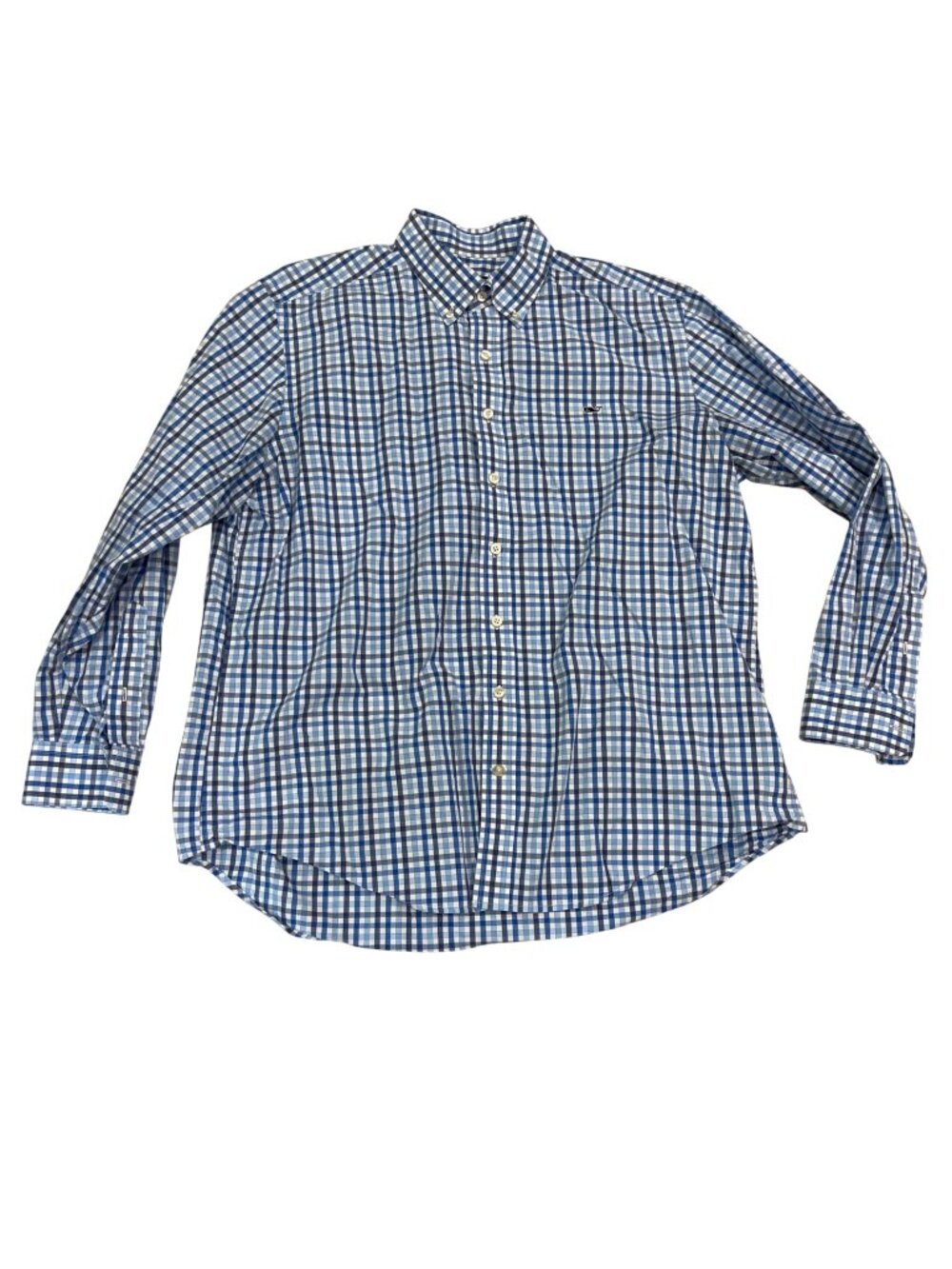 Vineyard Vines Slim Fit Whale Button Down Shirt Men's Size XL Cotton Blue Check